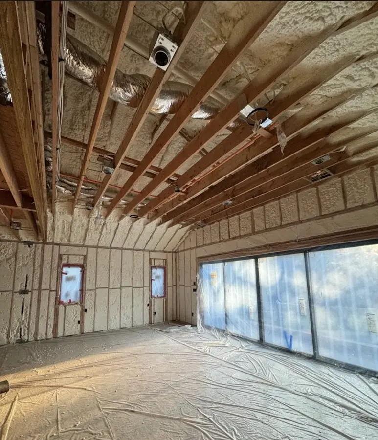 Interior walls and ceiling insulated with spray foam during new construction in Destrehan